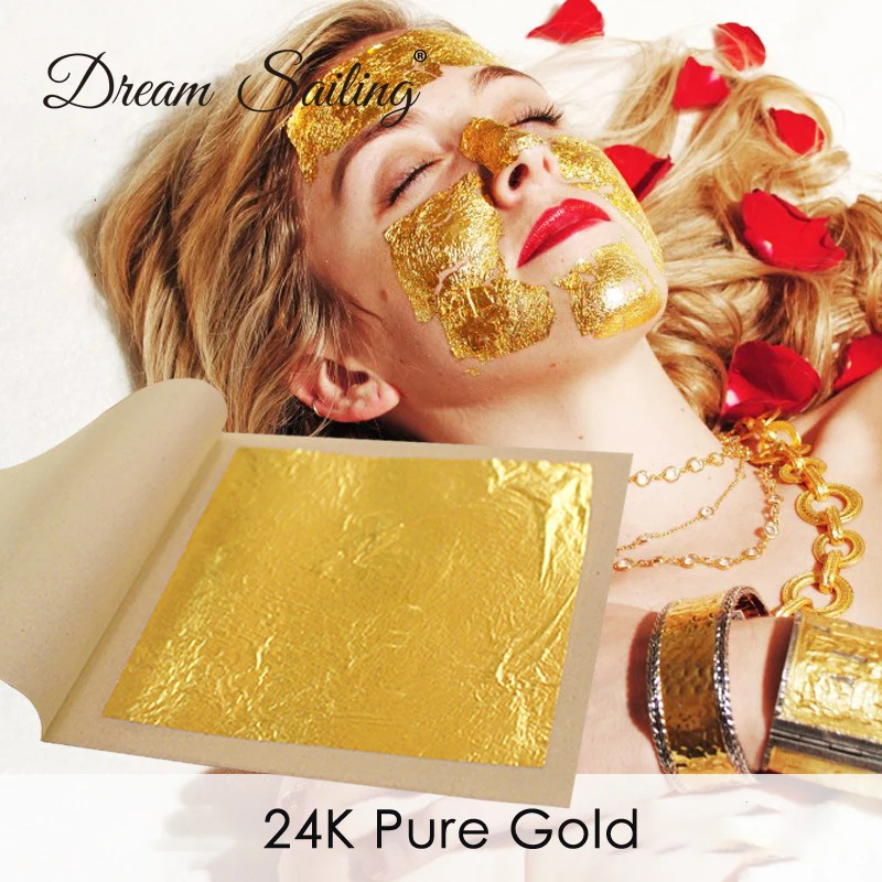 

10PCS 24K Gold Foil Gold Sheets for Facial Mask Dessert Nail Decoration Arts Crafts 99% Real Gold Foil Gilding Edible