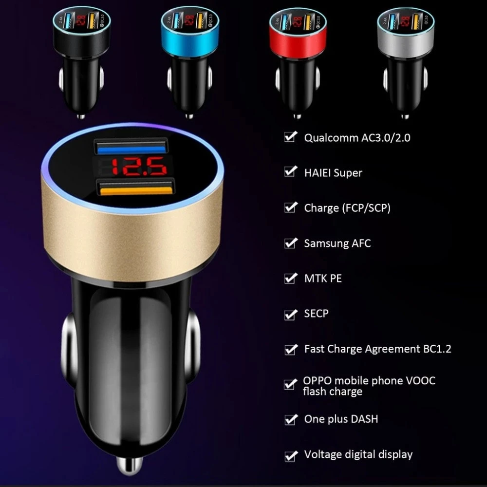 Car Chargers Fast Charging For Samsung Huawei Iphone 13 8 Plus Universal Aluminum Dual USB Car-charger Adapter 3.1A 5V 2 Ports