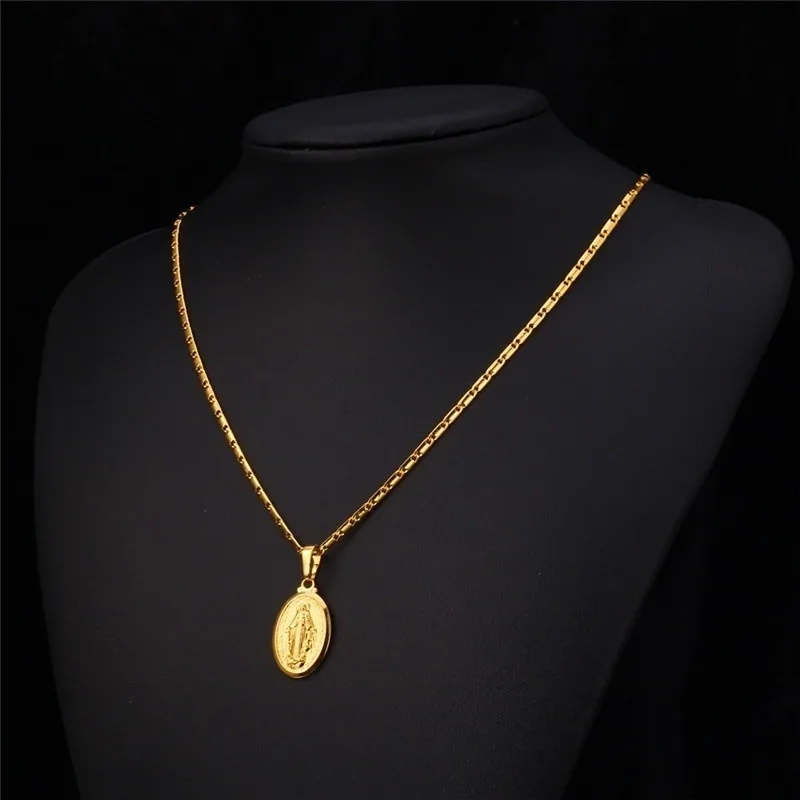 Classic Religious Style Catholic Virgin Mary Pendant Necklace