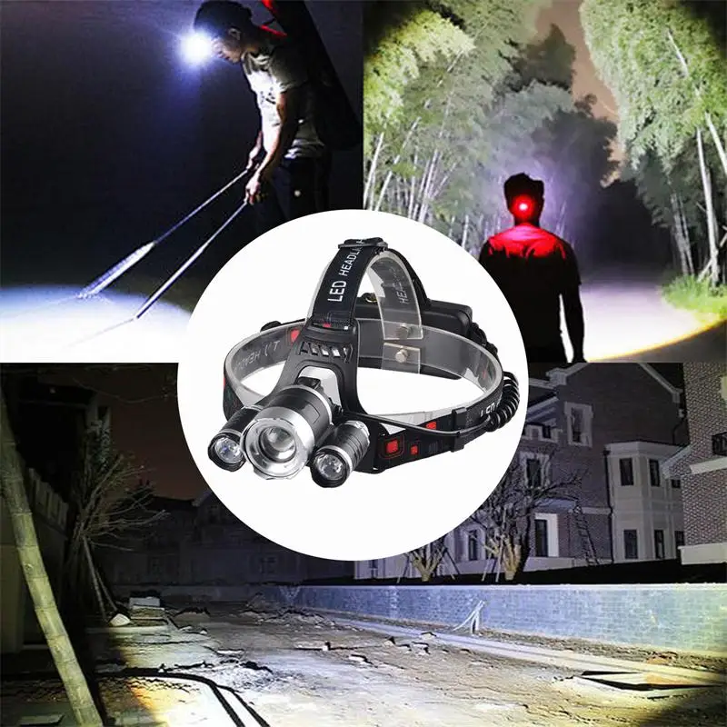 2021 New 18650 Rechargeable Headlight Powerful 3 LED Head Torch 4-Mode White & 395nm UV Headlamp For Camping Hunting