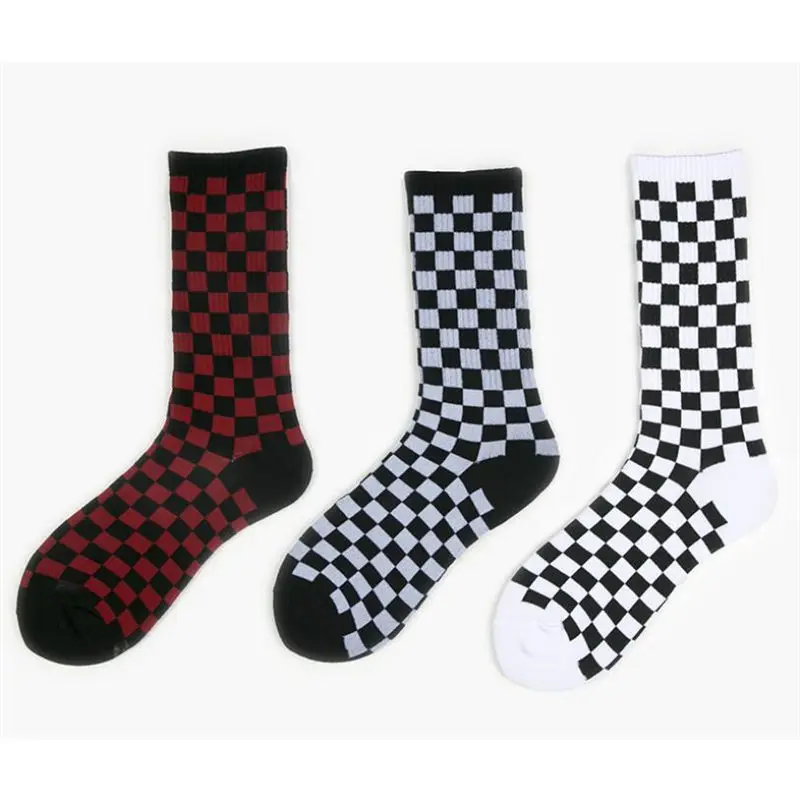 Calcetines de cuadros geométricos para hombre y mujer, calcetín cálido de algodón, Hip Hop, ropa de calle, Harajuku, Unisex