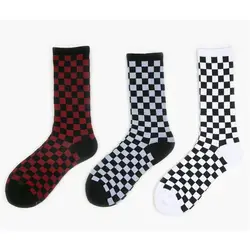 Trend Unisex Checkerboard Socks Women Geometric Checkered Warm Sock Men Hip Hop Cotton Unisex Streetwear Novelty Harajuku Socks