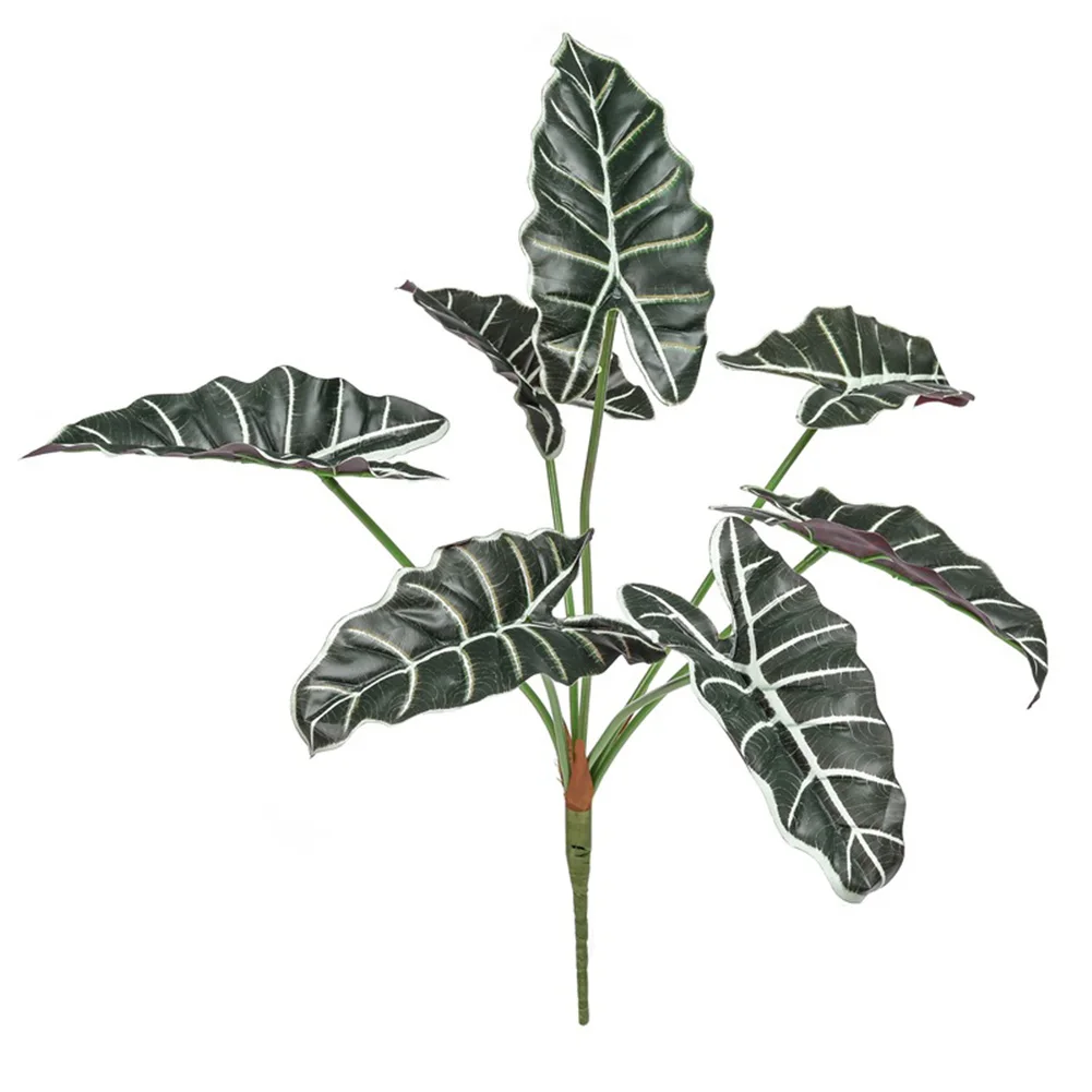 7 포크 북유럽 인공 Alocasia 잎 시뮬레이션 식물 가짜 거북 잎 발코니 홈 장식 BonsaiArtificial Alocasia L