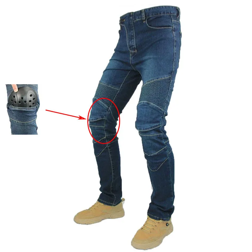 Classic Motorcycle Jeans Drop Resistance Denim Pants Racing Motocross Off-road Slim Anti-fall Jeans With Better Knee Pans