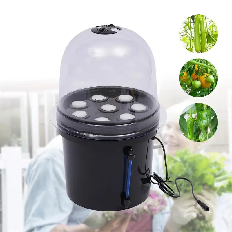 

Black 8 Holes 5L Mist Cultivating Seedling Box High Production Hydroponics Seedling & Cloning System Aeroponic Propagation