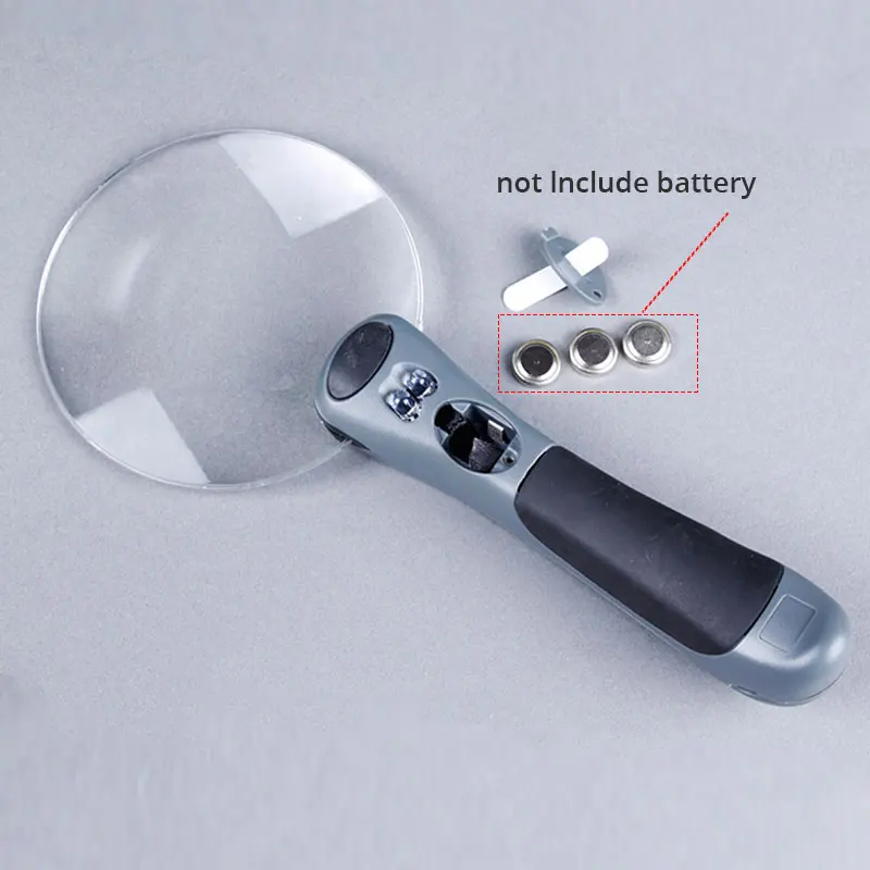 

2.5X Handheld Reading Magnifier 90mm Frameless with LED Lamp Elderly Students Illuminated Reading Magnifying Glass