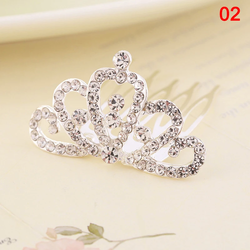 Girls Kids Princess Crown Mini Cute Flower Crystal Rhinestone Hair Combs Birthday Party Tiaras Decor Jewelry Hair Accessories