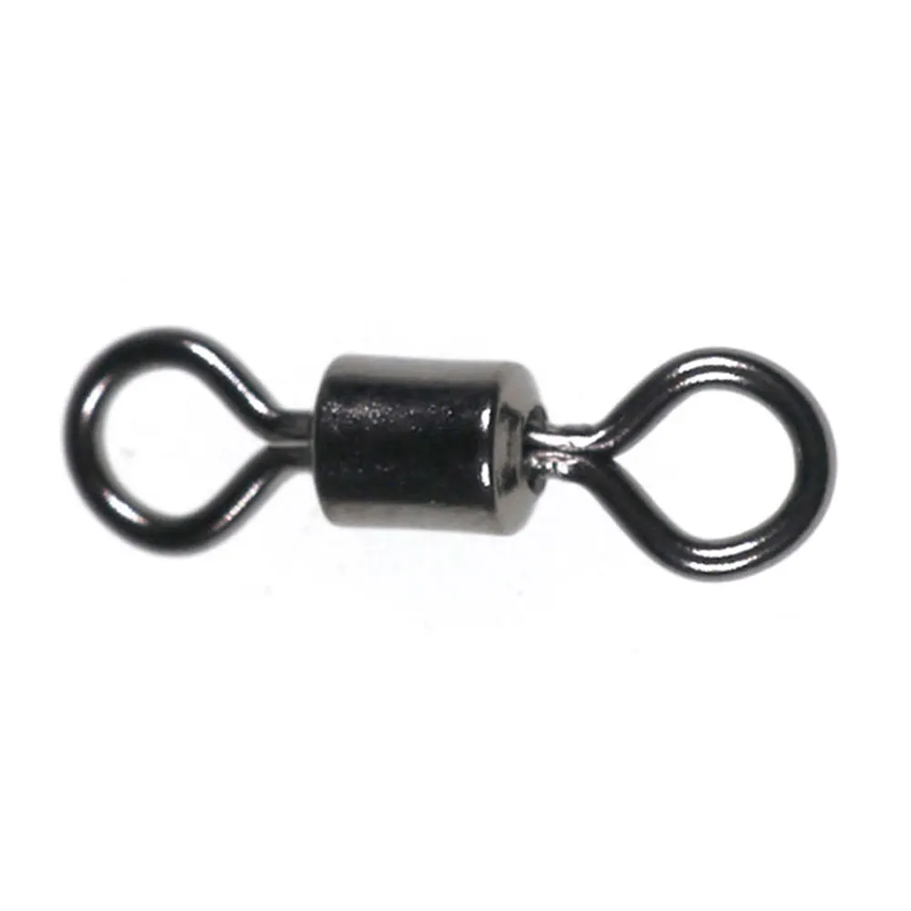 

100Pcs Black 8 Shape Rolling swivel Fishing Swivel Snap Hook Connector Double Solid Ring Fishing Accessory Terminal Tackle