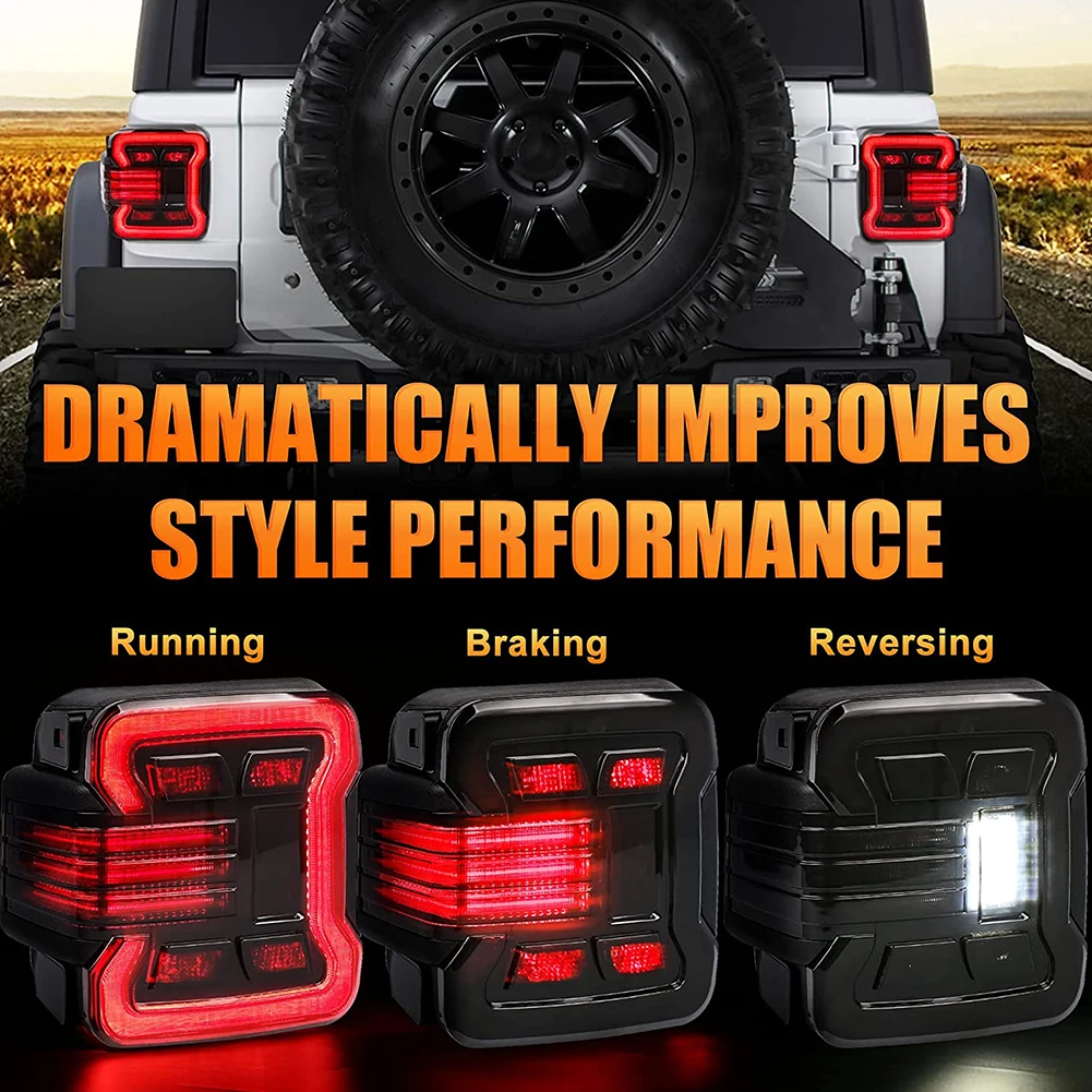 EU or US Version Smoke Lens Tail Lights Running Brake Reverse Turn Signal Side Marker Lights for -Jeep Wrangler JL JLU 2018-2021