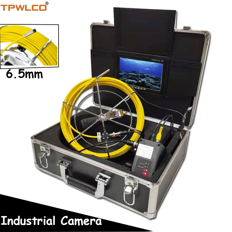 

Waterproof 6.5mm Drain Inspection Video Camera With 6pcs LEDS 20m Cable 7" Pipe Endoscope Industrial System 12V4500mAh Battery