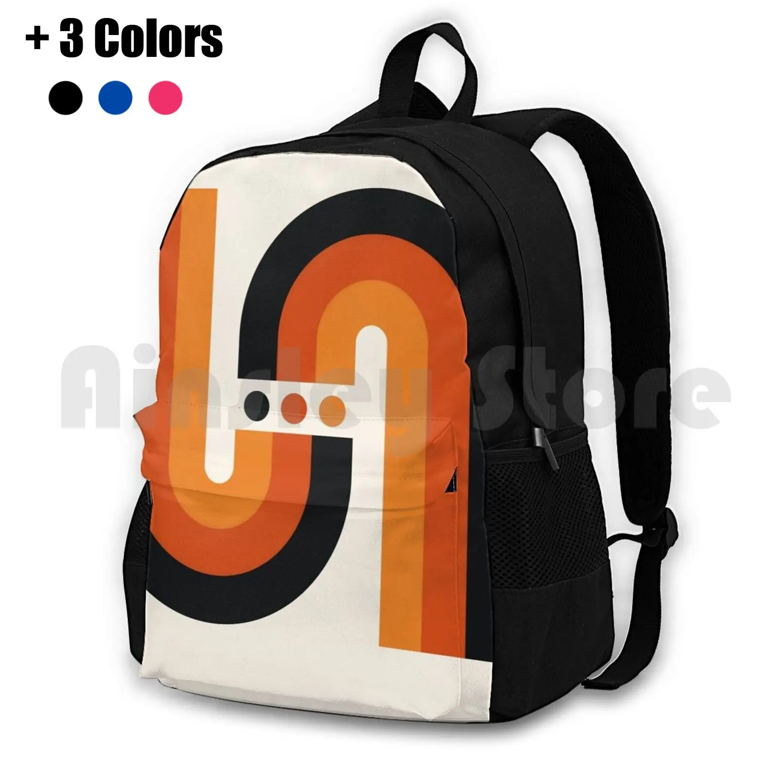 Sunset Rainbow Outdoor Hiking Backpack Riding Climbing Sports Bag 60s 70s Retro Vintage Op Art Abstract Geometric Mod Modern