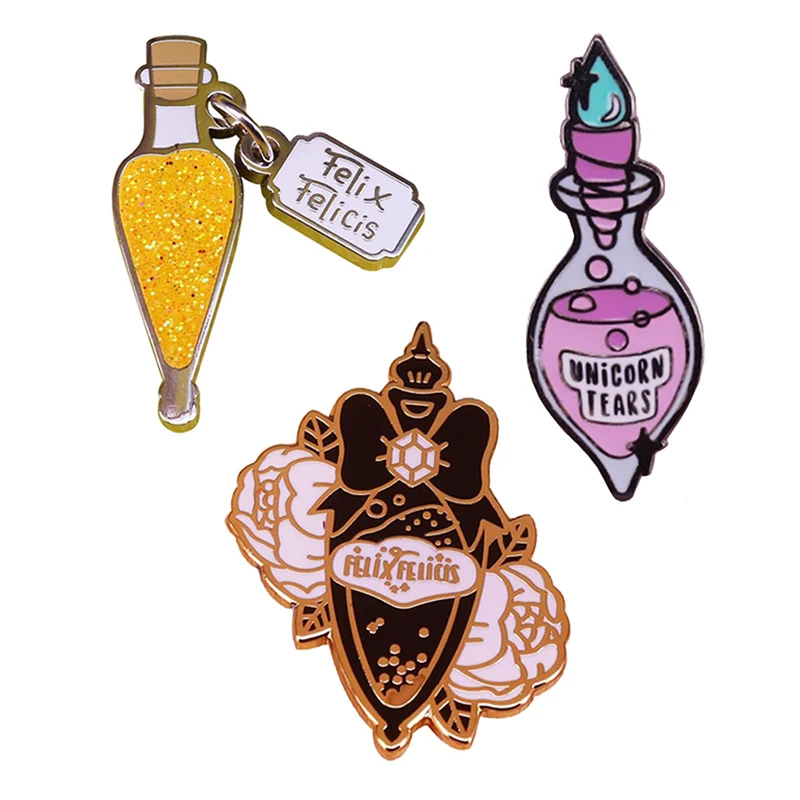 Magic luck potion bottle enamel pin Wizarding World brooches Halloween or Film themed Party decor witch Accessory