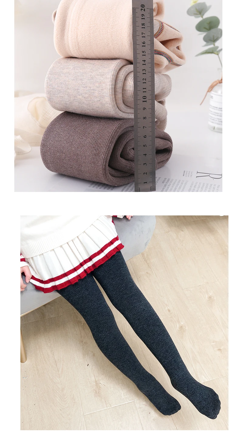 Mädchen Winter Plus Samt Extra Dicke Strumpfhose Kinder Gestreifte Warme Hosen Polar Fleece Gefütterte Kinder Baby Leggings Baumwollstrümpfe – Detail 16