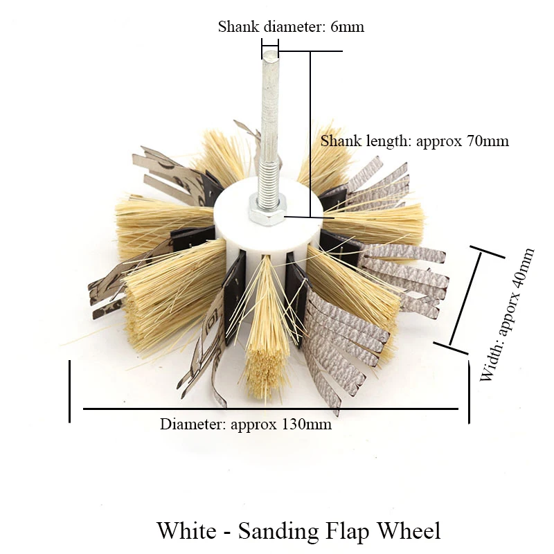 1PCS Sisal & Sandpaper Sanding Flap Wheel Polishing 1/4'' Shank for Drill Rust Paint