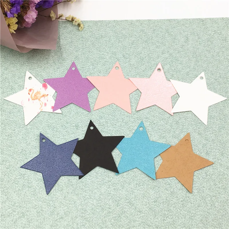 500Pcs colorful Paper Five-pointed Star Tags Handmade Hang Tag Kraft Paper DIY Gift Tag Label For Wedding Party Favor