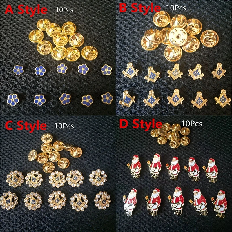 

10Pcs/Set Popular Metal Brooches Pin for Masonic Freemasonry Lapel Pin Badges Brooch Men Women Collar Pin Masonic Jewelry Gifts