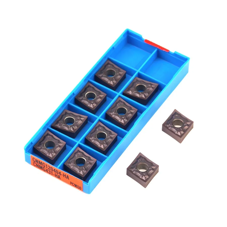 Lames de tournage externes pour le traitement des pièces en acier, outil de tour CNC, insert de coupe, CNMG120404-HA PC9030 CNMG120408-HA PC9030, 10 pièces