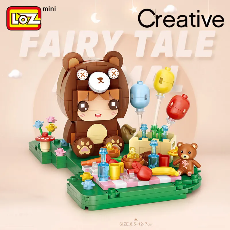 LOZ Lizhi Forest Mini Fairy Tale Animal Series Bear Kid Wolf Juvenile Rabbit Red Riding Hood Cat Miss Building Block Toys