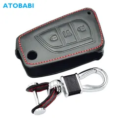 Leather Car Key Cover Bag For Toyota Hilux Vigo Camry Corolla Verso Auris Flip Remote Fobs Shell Protector Case Auto Accessories