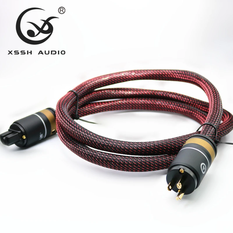 XSSH Audio Hifi Amplifier OFC Pure Copper Plated Gold US Euro EU IEC AC Female Male Power Plug Power Cable Cord Wire