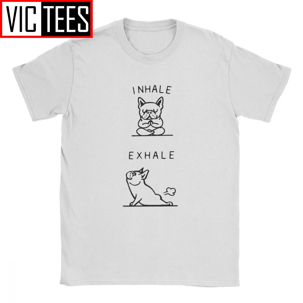 Men's Inhale Exhale Frenchie French Bulldog Dog T Shirt Cotton Vintage Birthday Gift T-Shirt Oversized