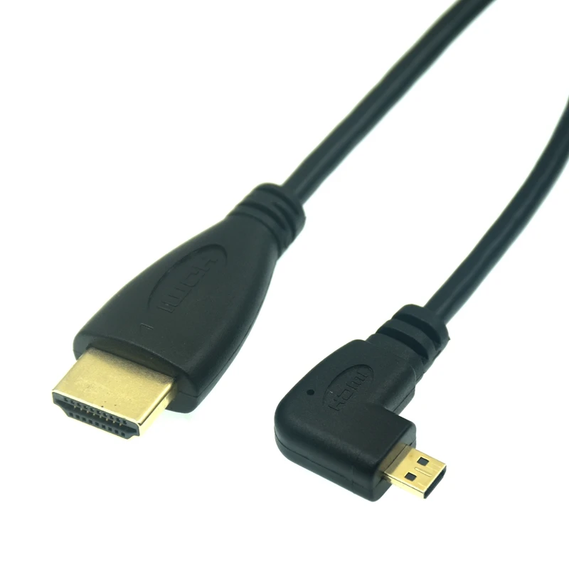 Micro HDMI kompatybilny lewy i prostopadły 90 stopni Micro HDTV, aby kabel HD do aparatów cyfrowych i telefonów tablety 50cm 150cm 200cm