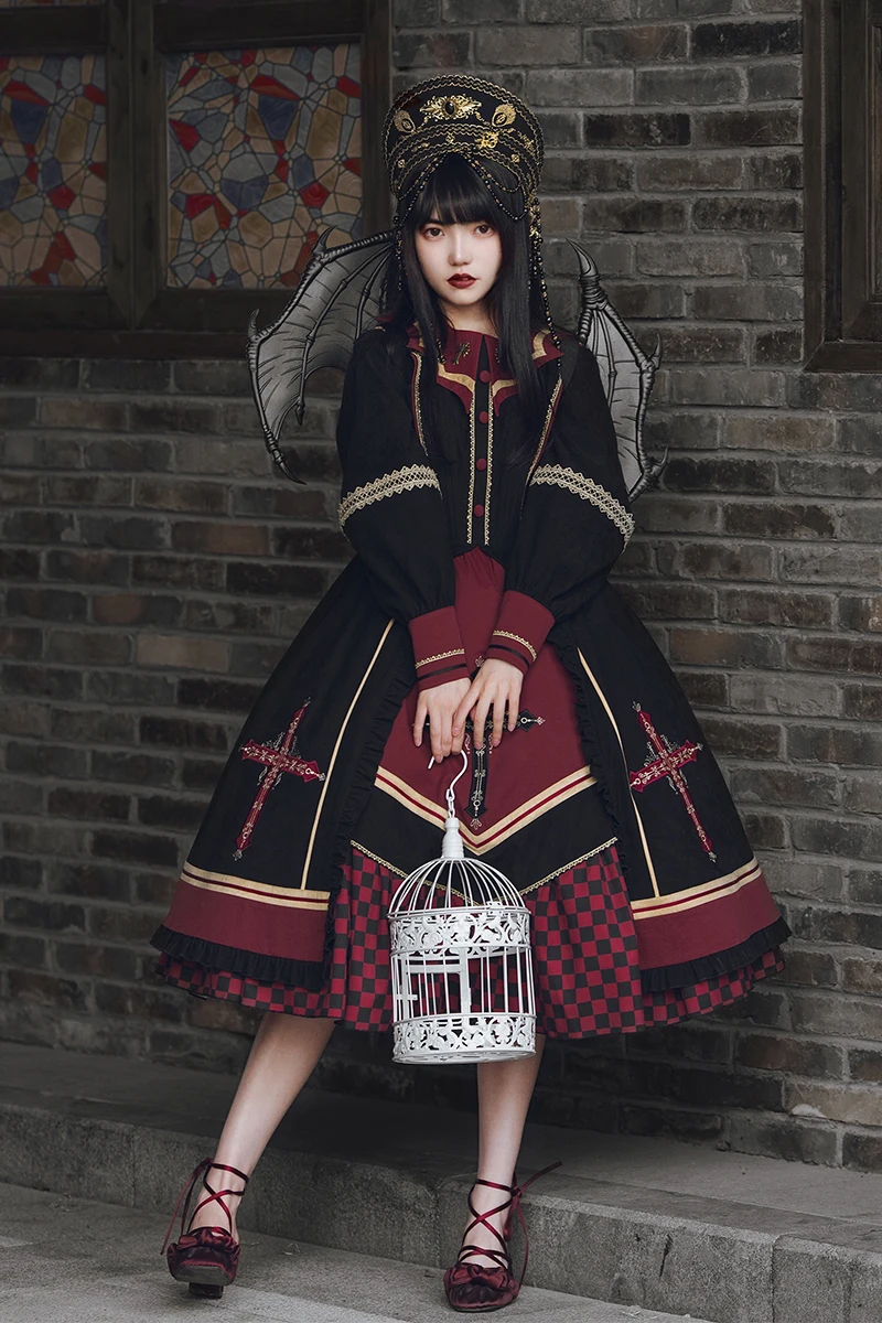 Gothic Đậm Cung Điện Ngọt Công Chúa Lolita Đầm Vintage Cao Cấp In Victoria Đầm Kawaii Cô Gái Gothic Lolita Cos Loli