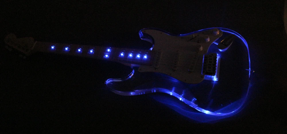 Good quality ST acrylic electric guitar with blue led light electricas electro electrique guitare guiter guitarra gitar guitars