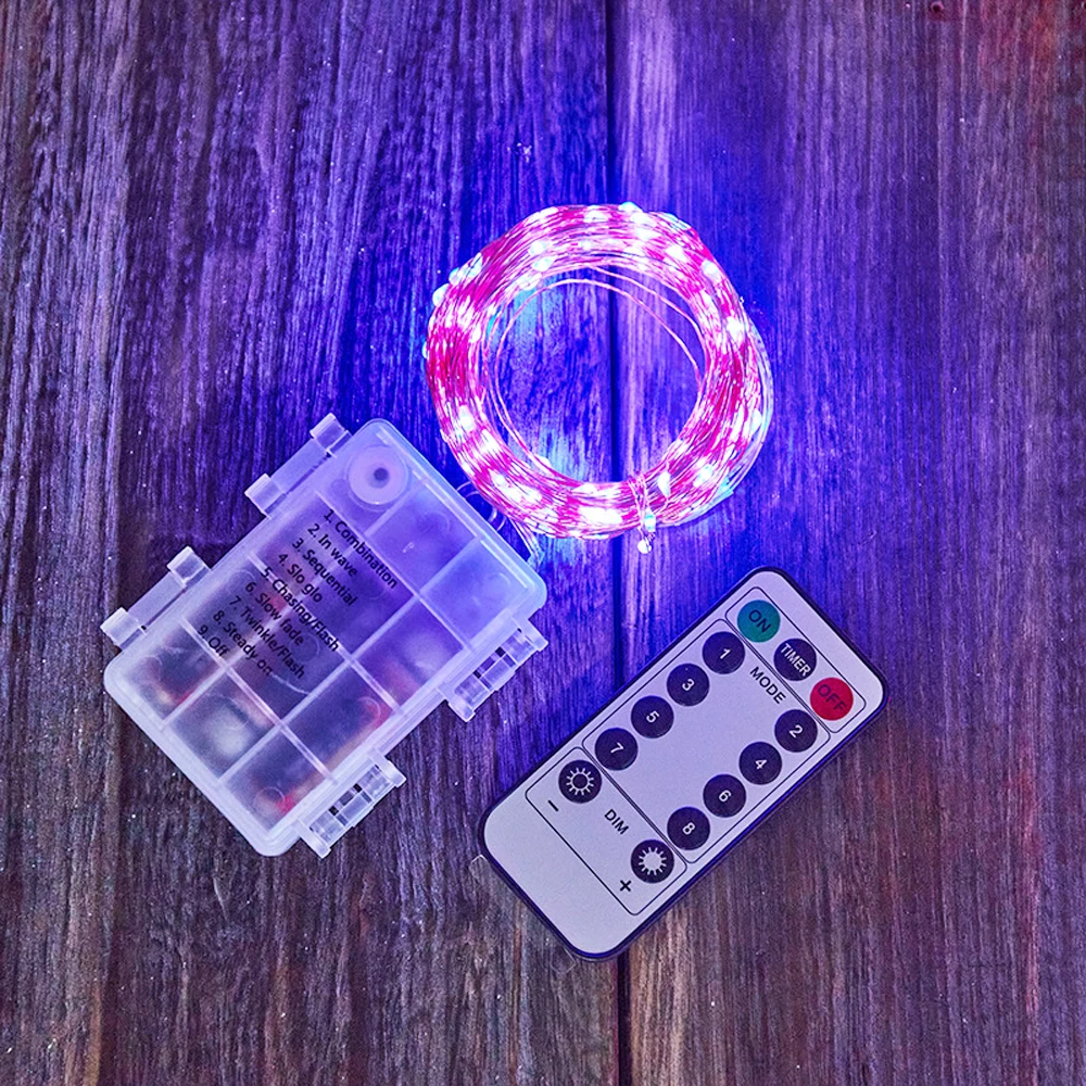 DC4.5V LED Copper Wire Lamp Remote Control 8 Flashing Mode Battery Box Copper Wire String Lights Christmas Decoration Lights