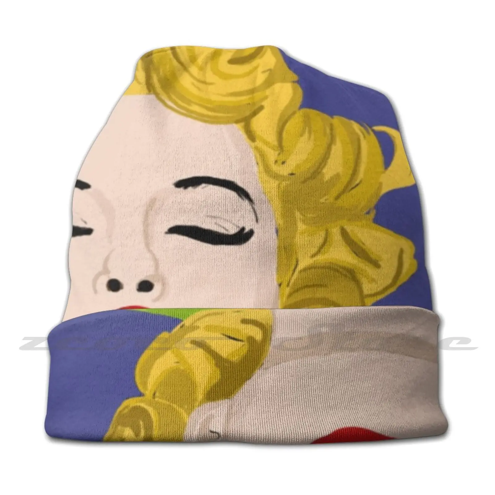 Marilyn Diy Pullover Cap Knit Hat Plus Size Keep Warm Elastic Soft Marilyn Monroe Purple