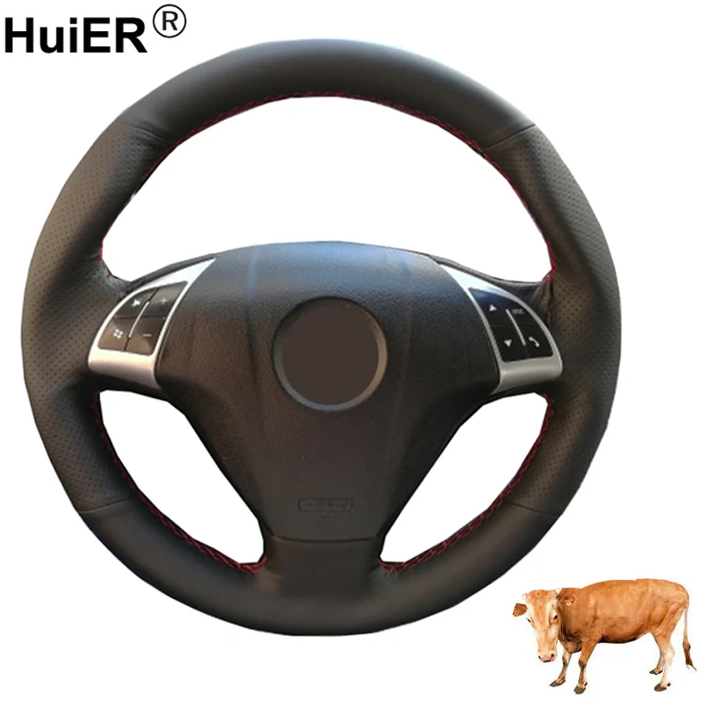 Hand Sewing Car Steering Wheel Cover Top Cow Leather For Fiat Punto Bravo Linea 2007-2020 Qubo Doblo Grande Punto For Opel Combo