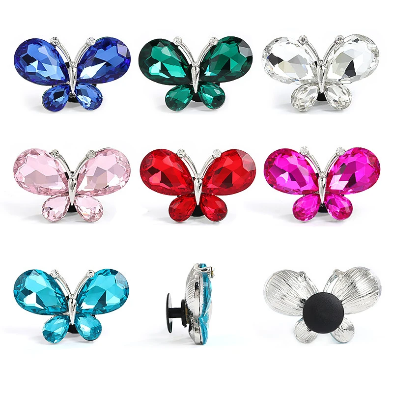 

10pcs New Style Glass Metal Animal Butterfly Sparkly Shoe Accessories For Sandal Charm Button Buckle