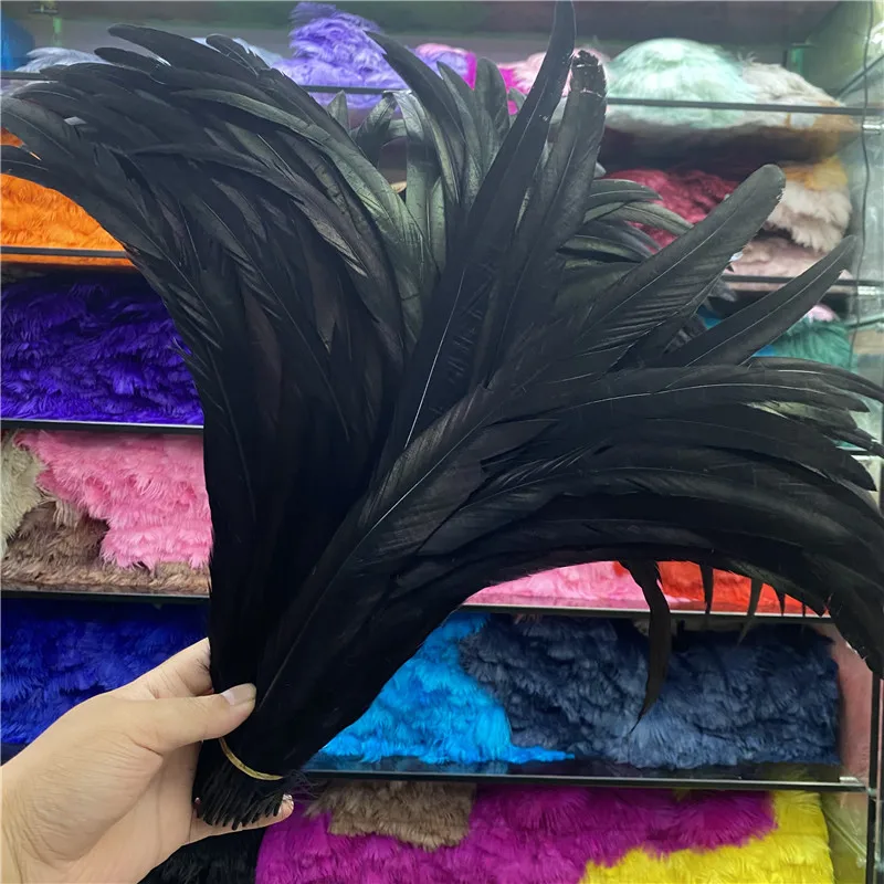 

Wholesale 50pcs/lot Beautiful Black Rooster Feathers 16-18inch/40-45CM Wedding Christmas Celebration Diy Craft Plumas