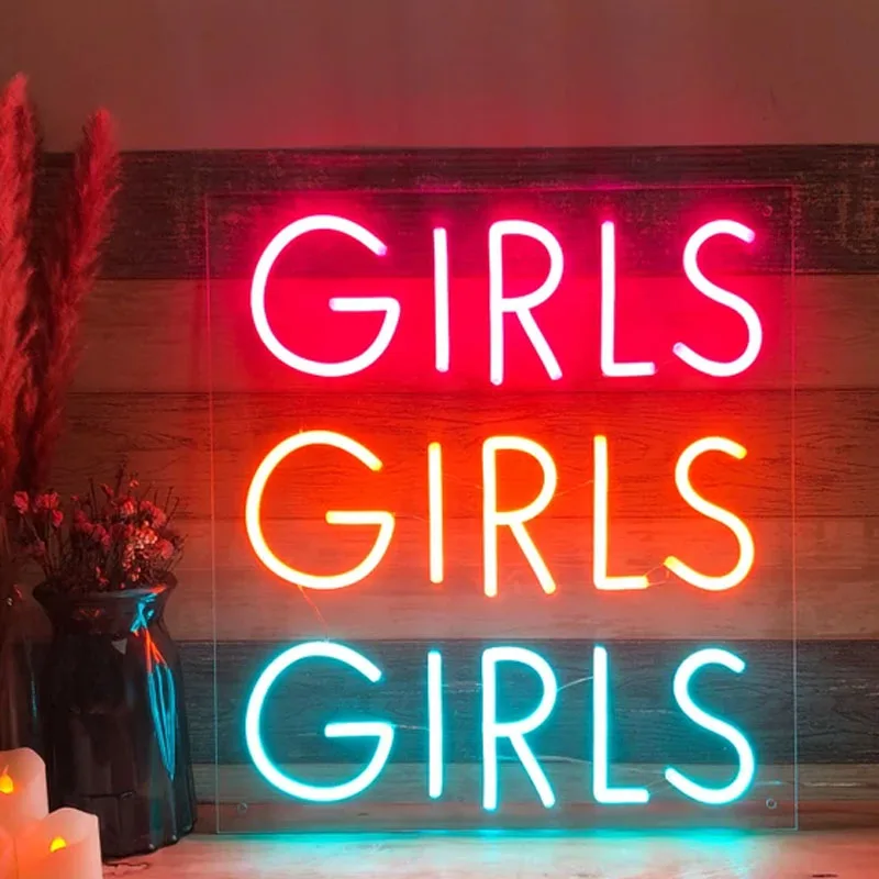 Girls Girls Girls Neon Sign Music Bar Decoration Led Light Sign for Home Bar Party Decor Neon Sign Bedroom Gifts for Her