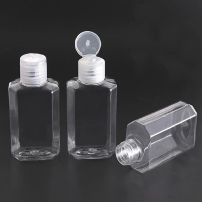 

Wholesale 30ml 60ml Empty PET plastic bottle with flip cap transparent square shape bottle