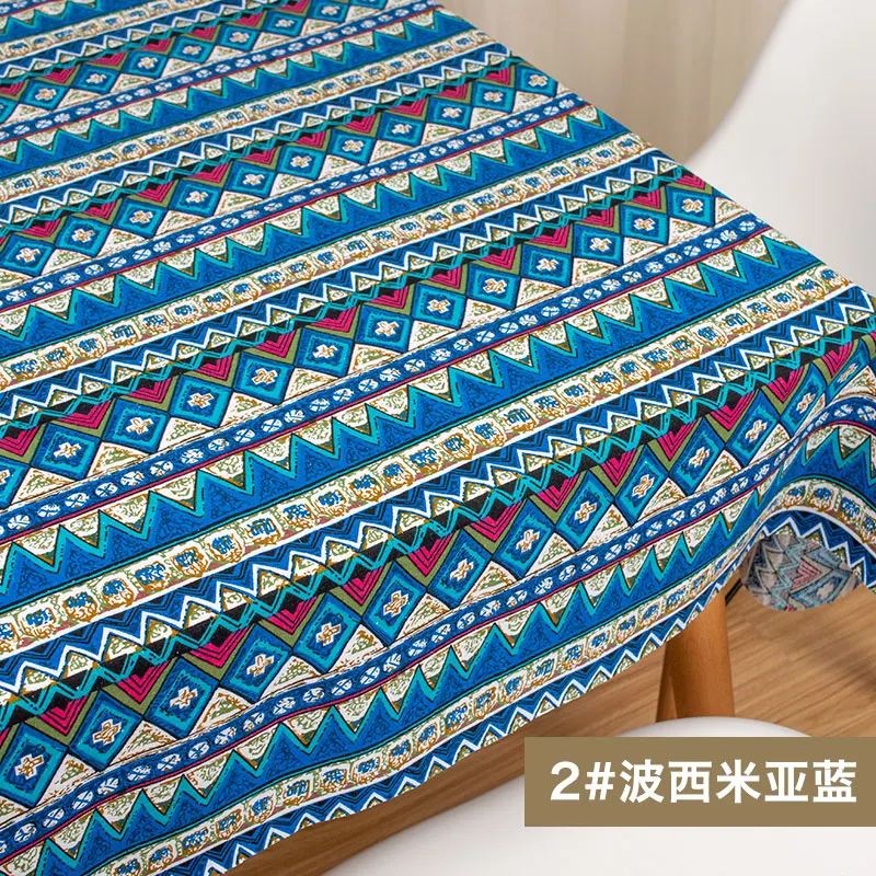 Cotton Linen Cloth Retro Handmade DIY Tablecloth Sewing  Polynesian Tribal Fabric Elephant Printed Brocade Textile for Dresses