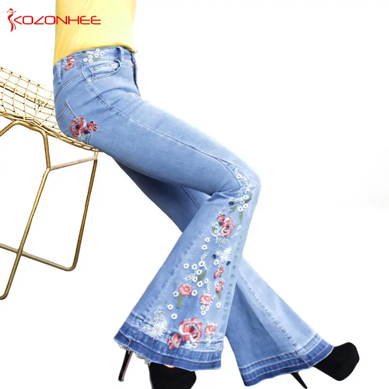 Embroidery Stretching Flare Jeans Women Stretching Bell-Bottoms Jeans For Girls Trousers for women Jeans Large Size A#k97