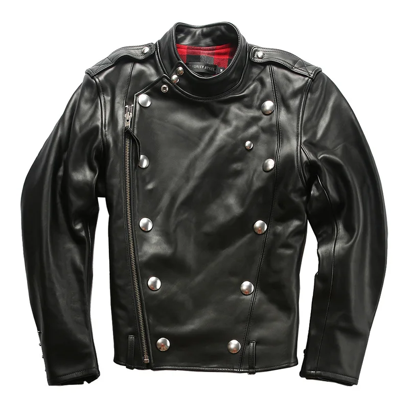 HD J31 Read Description! Asian Size Men\'s Genuine Thick Heavy Cowhide Leather Coat Vintage Looking Stylish Rider Jacket