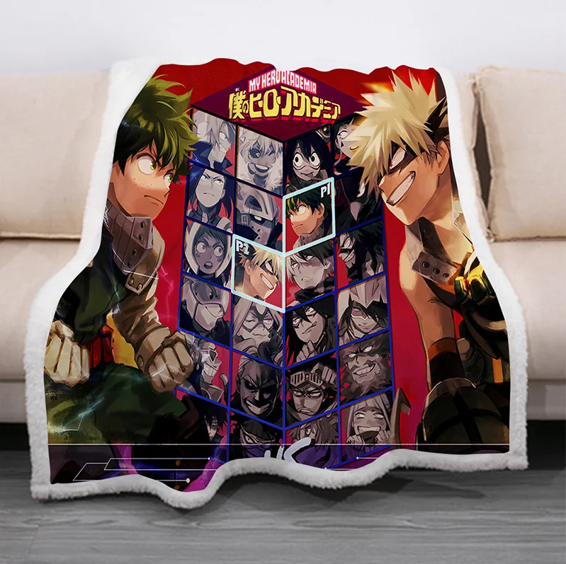 

My Hero Academia Fleece Blanket Plush 3d Printed for Adults Sofa Sherpa Fleece Bedspread Wrap Throw Blanket style-1