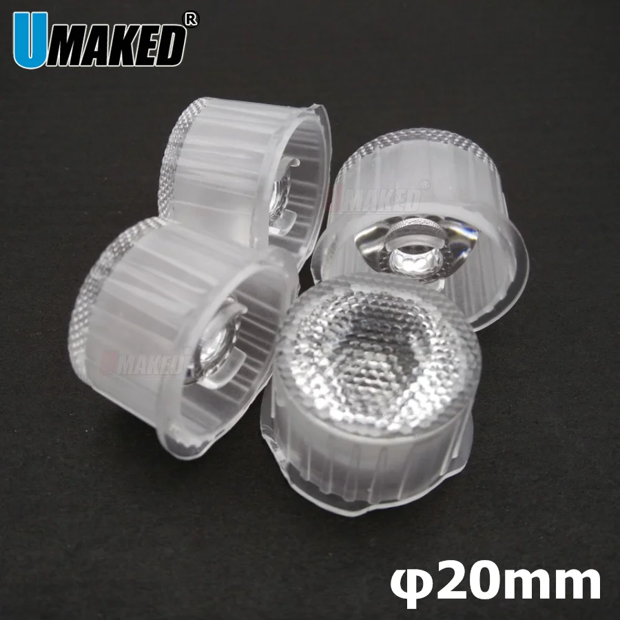 30pcs 20mm Waterproof LED Lenses 1/3W High power PMMA LED lens 30 60 90 120degree optical Beads Surface lense