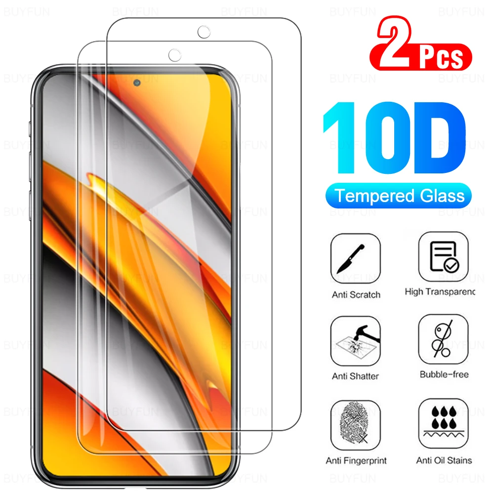 2Pcs Screen Protector Protective Glass For Xiaomi Mi Poco F3 X3 Pro GT M3 M3Pro X3NFC PocophoneF1 6.67