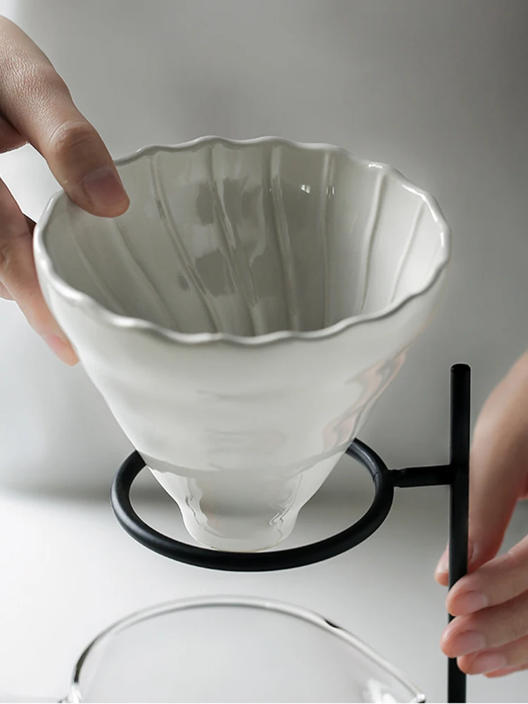 60° Espresso Coffee Filter Reusable Ceramics Coffee Dripper Funnel Drip Coffee Maker with Holder Coffeeware coffee Accessories