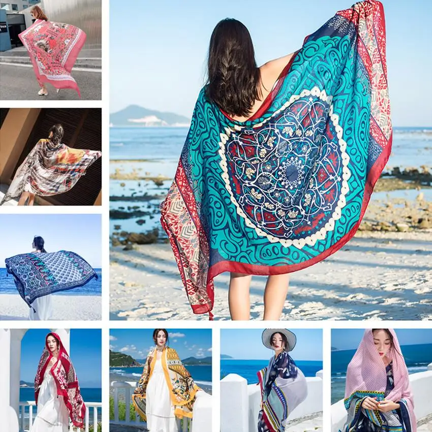 

Thicken 90x180cm Bikini Bathing Swimwear Cover Up Sarong Wrap Scarf Twill cotton Pareo Beach Cover-Ups Women Large Beach Dress