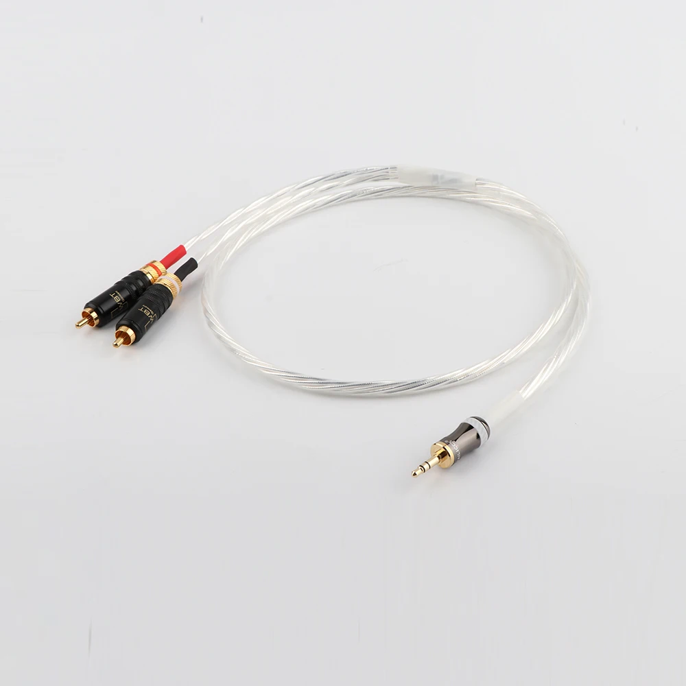 Silver Plated RCA Cable 2RCA to 2.5mm/3.5mm Audio Cable HiFi Stereo AUX RCA Jack 3.5 Y Splitter for Amplifiers