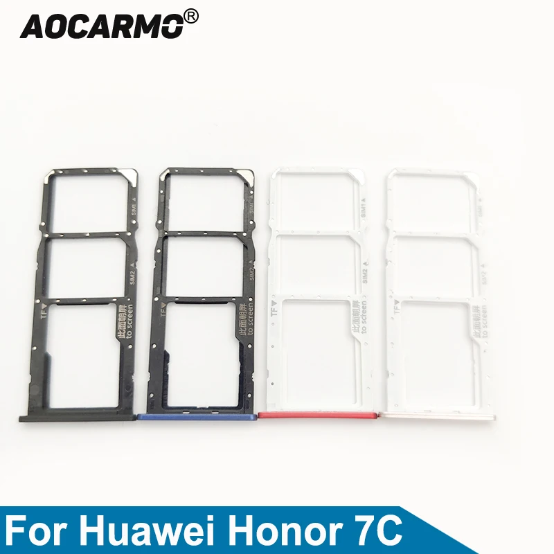 Aocarmo SD MicroSD Holder Nano Sim Card Tray Slot For Huawei Honor 7C Replacement Part