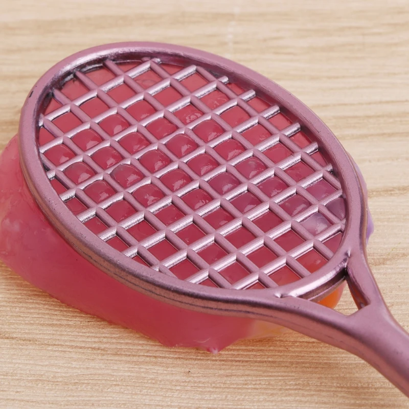 Mini raqueta de bádminton, forma de Slime, Kit de suelo de cristal, juego con bolígrafo de Gel Slime