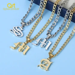 Initial Old English Style Necklace Custom Capital Letter A-Z Pendant Necklace Beauty Vintage Jewelry Personalized Choker Women