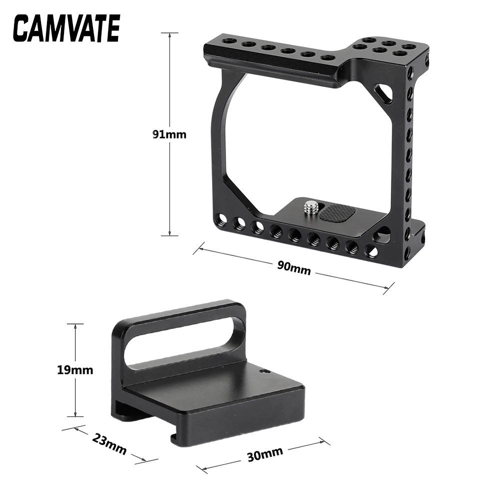 CAMVATE Camera Cage Rig With Removable Shoe Mount Adapter& NATO Safety Rail For Sony A6000/A6300/A6400/A6500/A6600/Canon EOS M