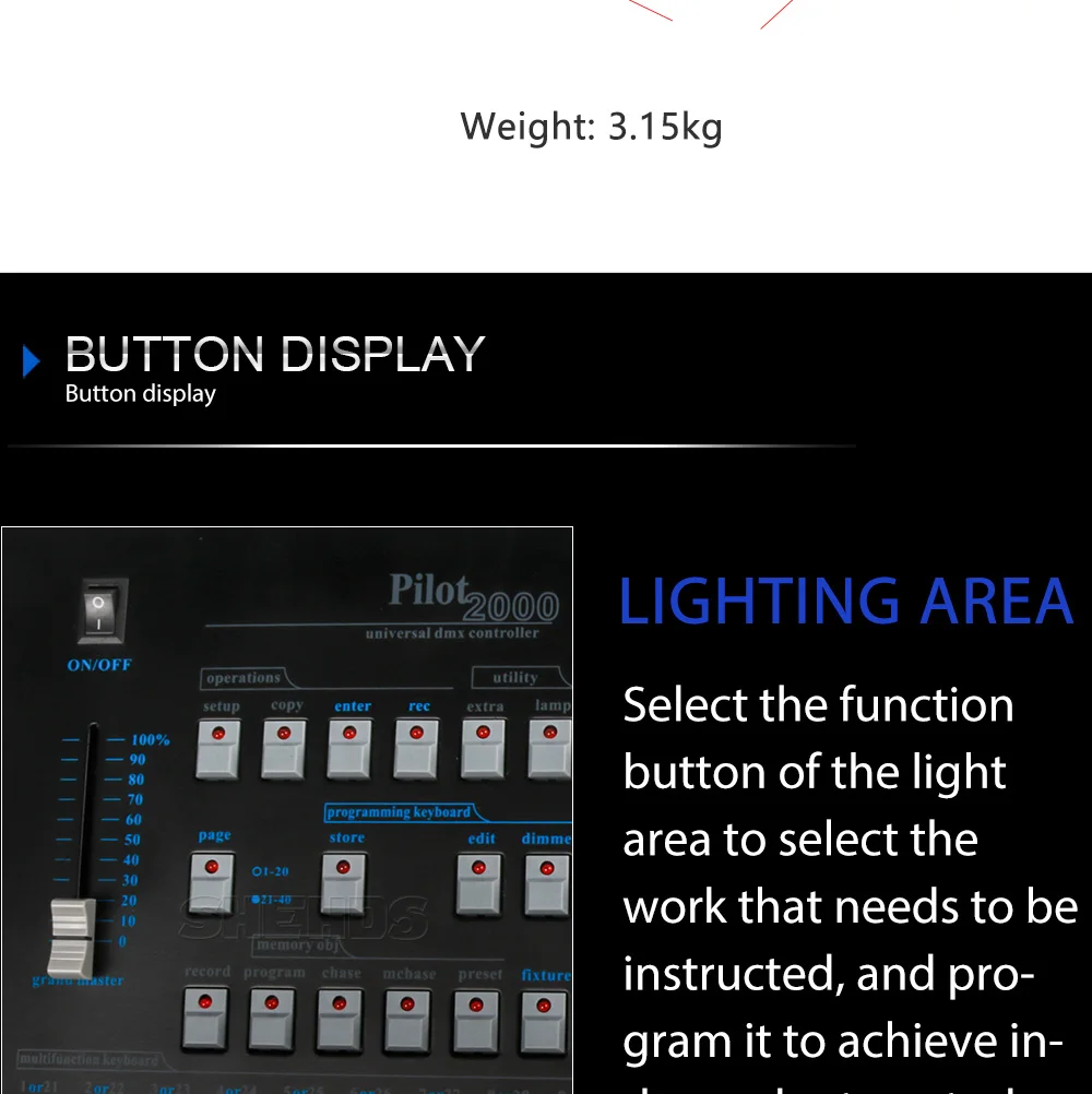 SHEHDS 1024 Controller/192 Konsole für Par Lighting Moving Head Licht International Standard DJ Disco Hochzeiten Konzerte – Detail 6