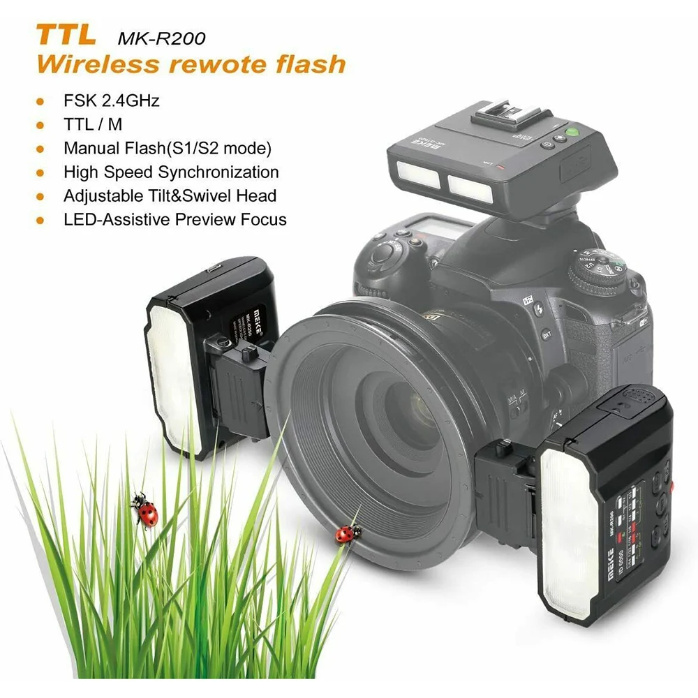 Meike MK-R200 2,4 GHz Wireless Remote Flash für Nikon Digital SLR Kameras Flash Diffusor